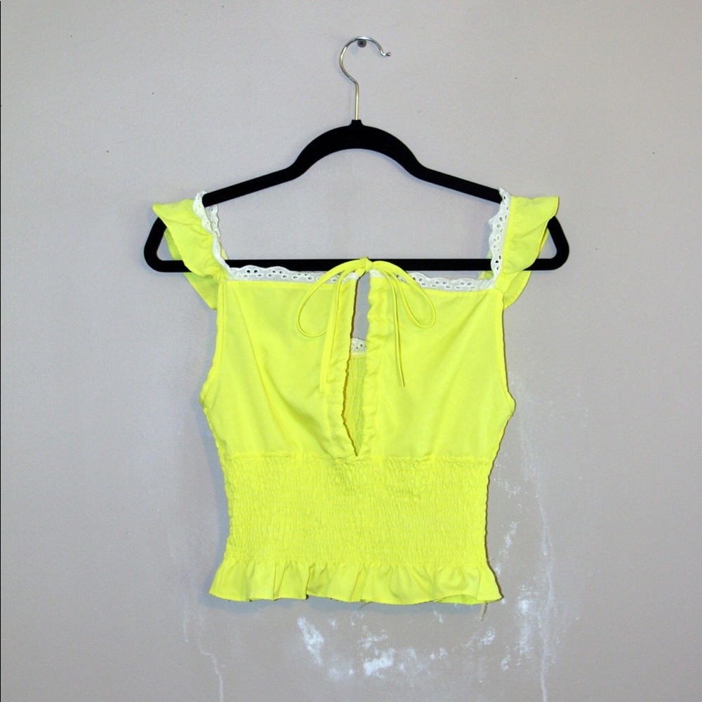 Yellow Lace Crop Top